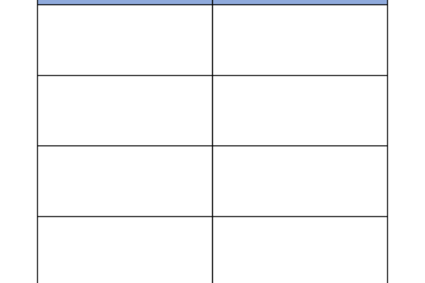 Pros vs cons two columns and a blue bar at the top for titles and a blue heading