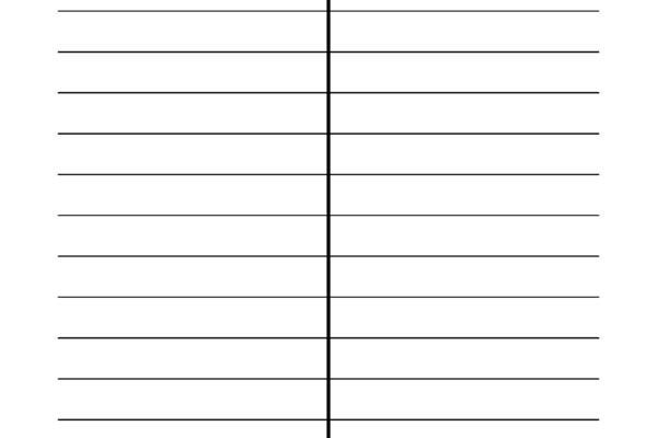 Two columns with many lines and two boxes for titles. One box has a green tick and the other has a red cross.